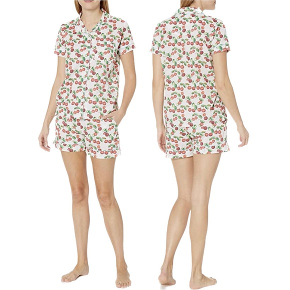NWOT Bottoms Out Gal Cherry Print Cotton Shortie Pajamas S - Picture 1 of 5